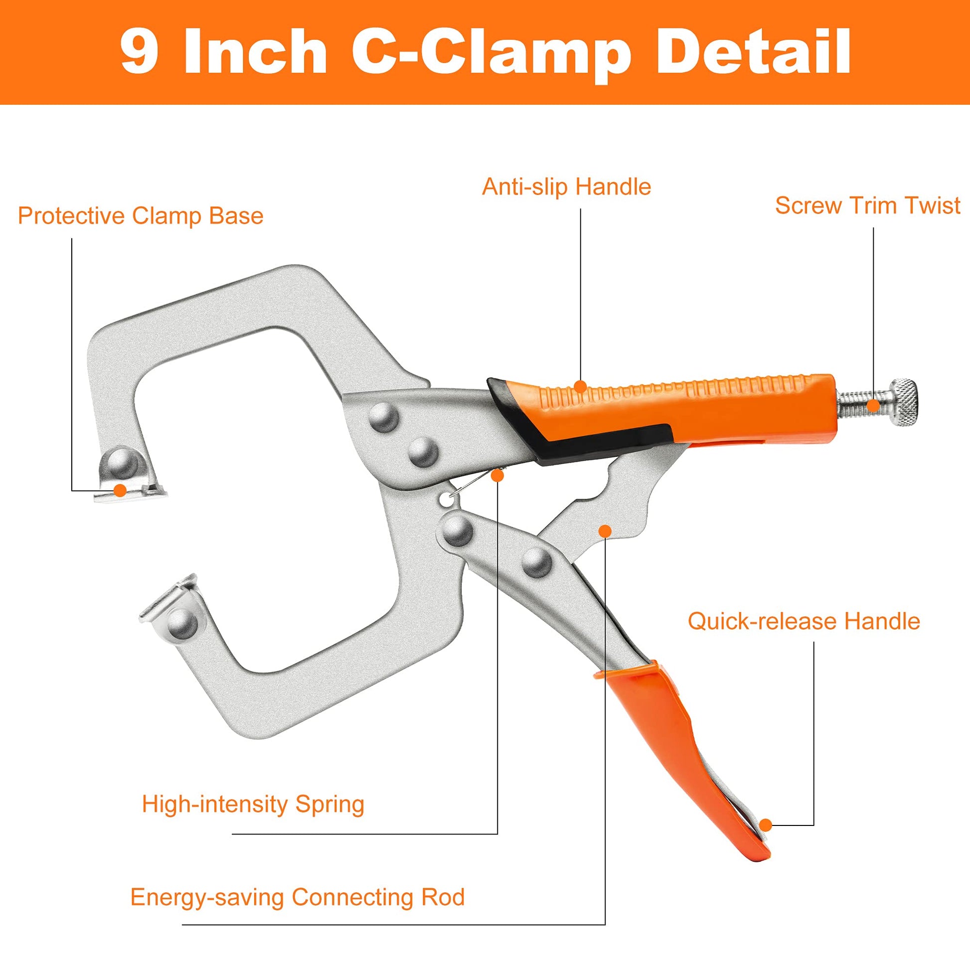 Pocket Hole Jig System Kit, Pocket Screw Jig with 11 Inch Clamp, Square Driver Bit, Hex Wrench, Depth Stop Collar, Step Drill Bit, Coarse Square - WoodArtSupply