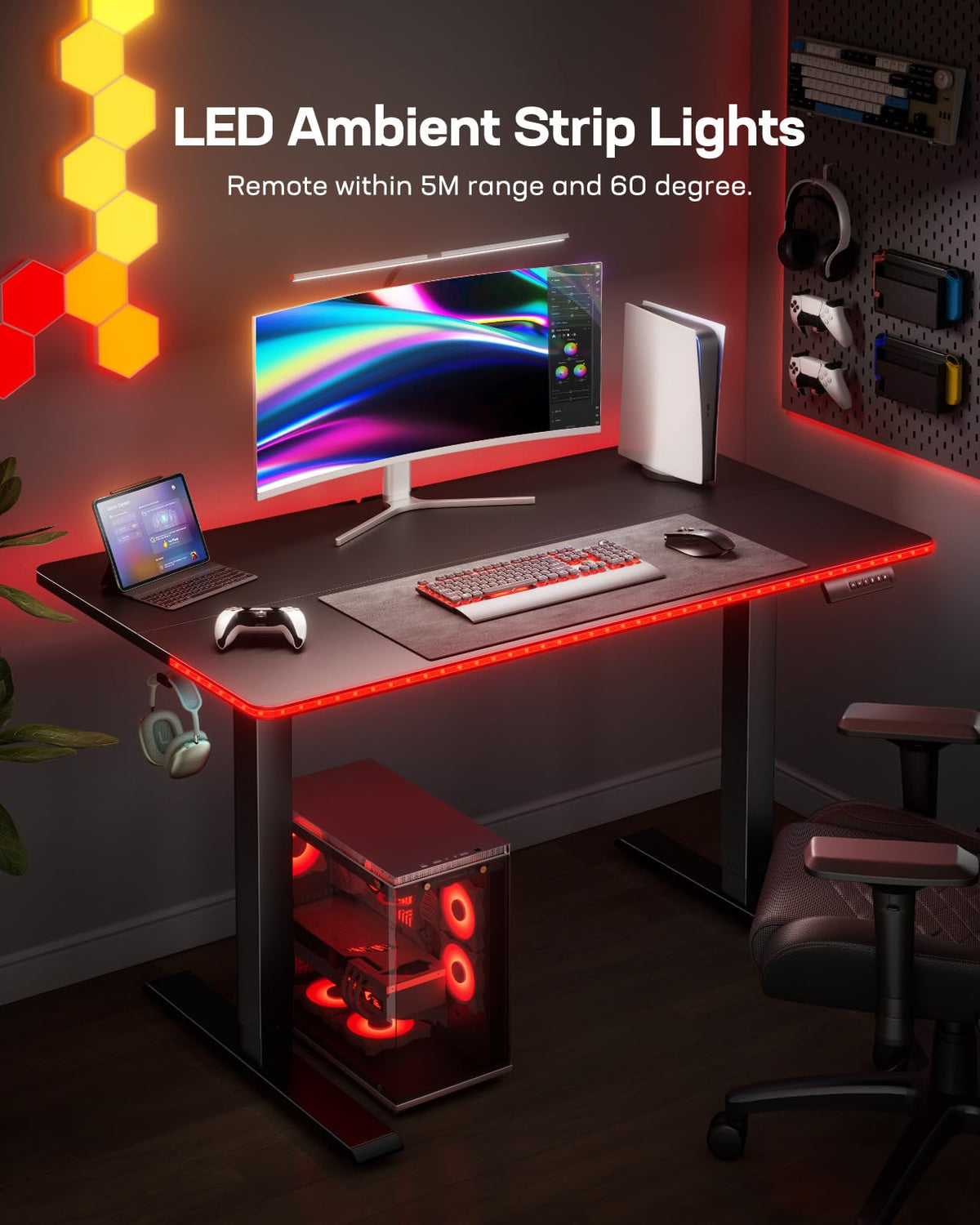 Marsail Electric Standing Desk Adjustable Height, 48 * 24 Inch Sit Stand up Desk for Home Office Furniture Computer Desk with 3 Memory Presets, Marsail