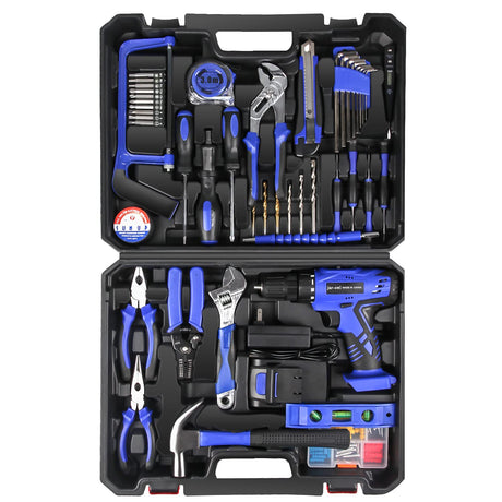 jar-owl 21V Tool Set with Drill, 350 in-lb Torque, 0-1350RMP Variable Speed, 10MM 3/8'' Keyless Chuck, 18+1 Clutch, 1.5Ah Li-Ion Battery & Charger jar-owl