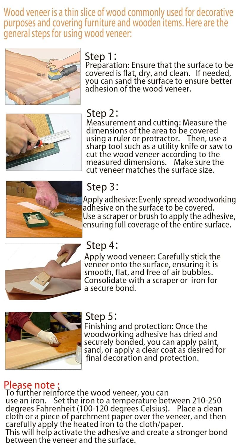 Natural Black Walnut Veneer Wood Sheets - DIY Speaker Renovation and Furniture Restoration - Unfinished Wooden Sticker - Handmade Dark Style - 7.8 x Samlee