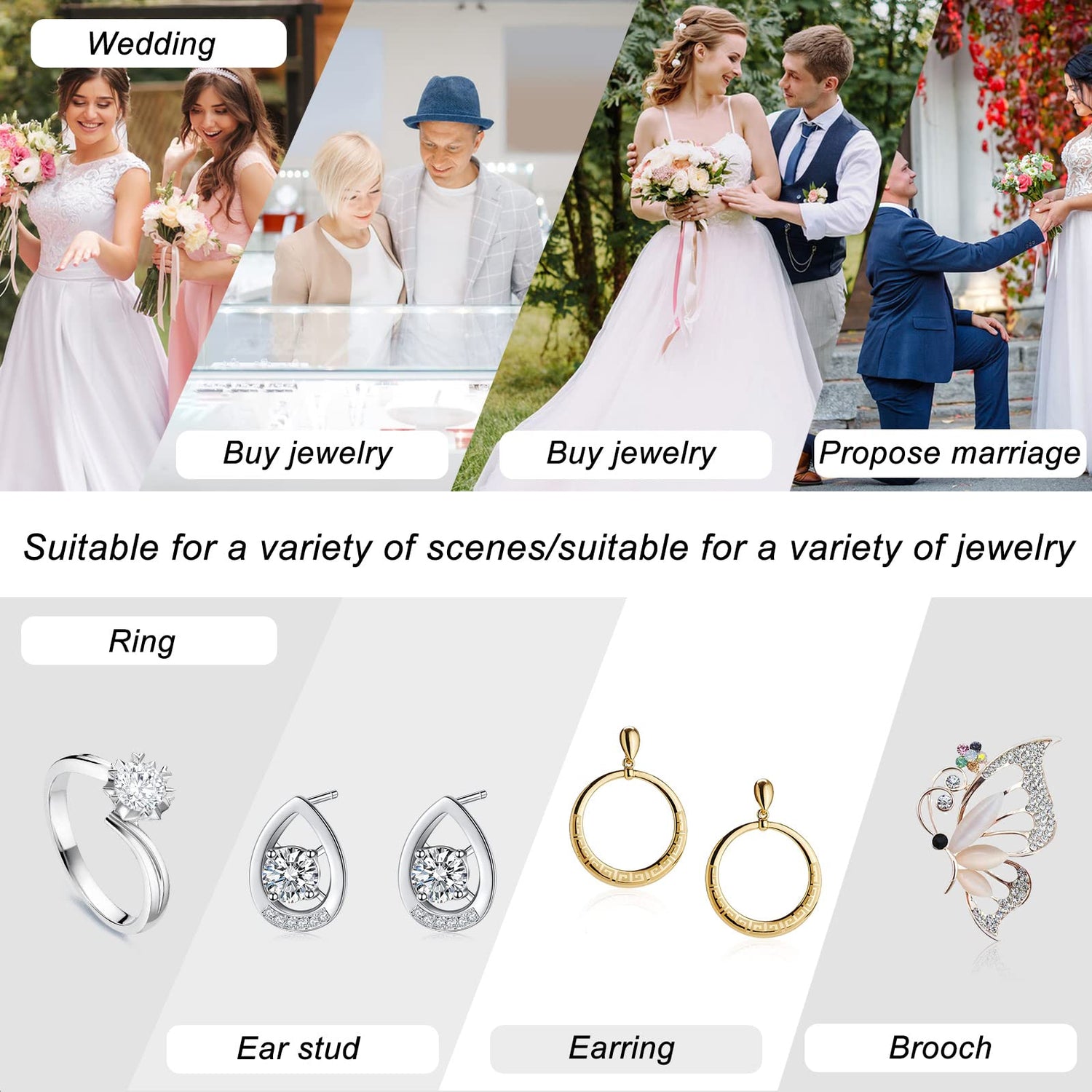 WisePoint Wooden Ring Box, Mini Engagement Ring Holder Box with Transparent Cover, Square Wedding Ring Box with Sponge Slot, Elegant and Retro Ring WisePoint