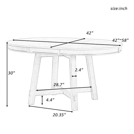 LUMISOL Wooden Dining Table, Farmhouse Round Extendable Dining Table with 16”Leaf, 42”-58” Round Kitchen Table for Dining Room, Living Room, Natural LUMISOL