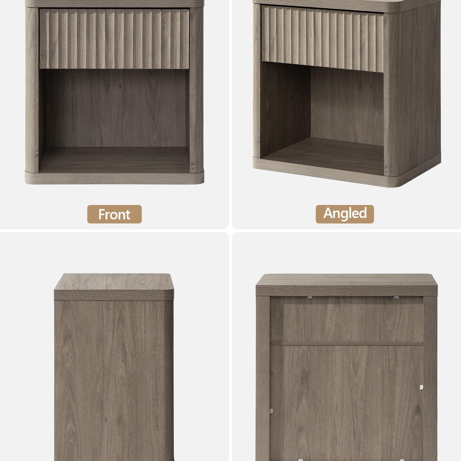 SICOTAS Night Stand Set of 2 Nightstands with Drawer Storage Bed Side Table End Table Large Modern Wood Wide Bedside Stand Mid Century Night Stands SICOTAS