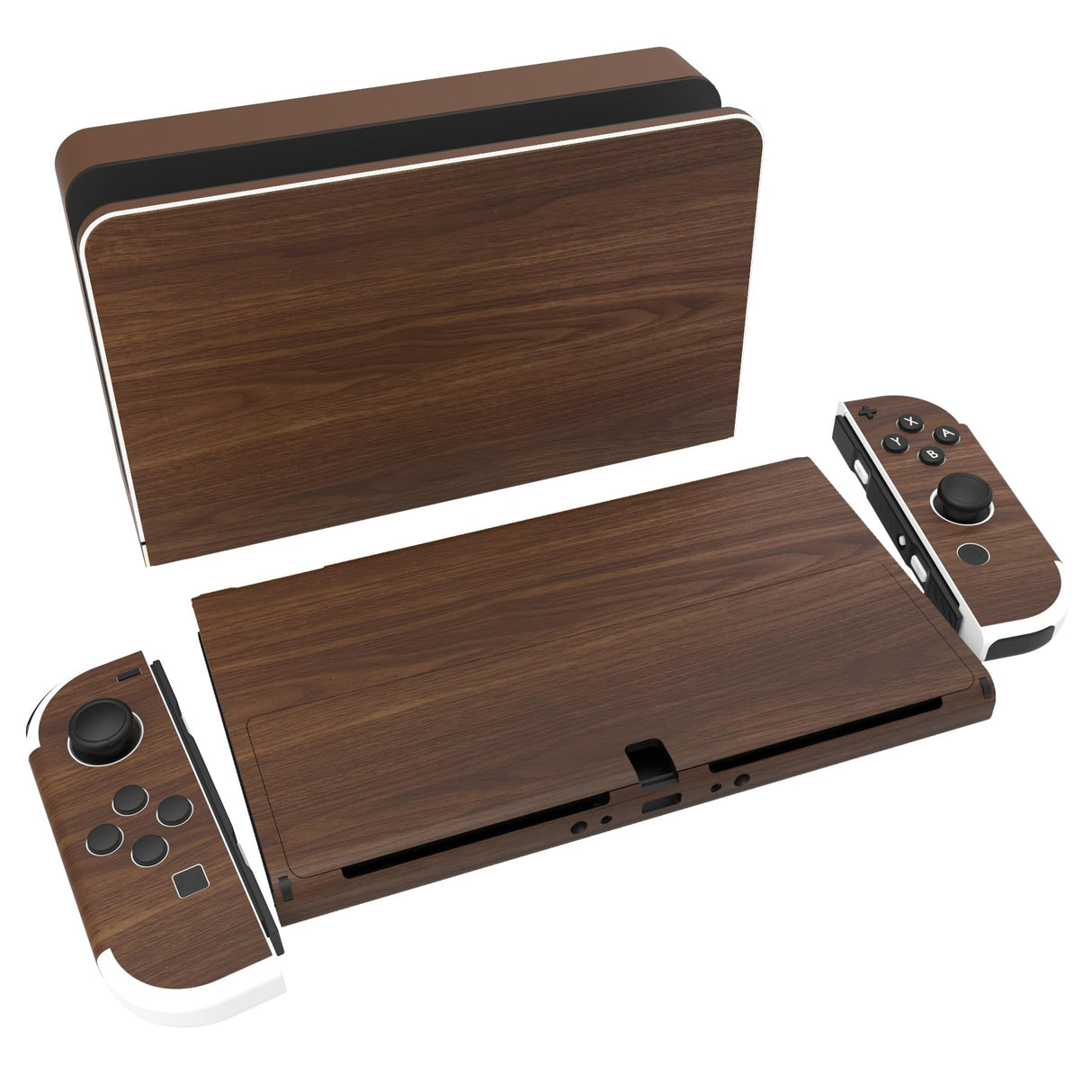 PlayVital Full Set Protective Stickers for Nintendo Switch OLED Model, Customized Vinyl Decal Skins for Switch OLED Console & Joycon & Dock & Grip - playvital