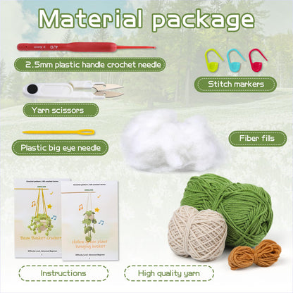 kdafio Crochet Kit for Beginners, 2PC Hanging Potted Plants Crochet Starter Kit with Step-by-Step Instructions and Video Tutorials Complete Crochet - WoodArtSupply