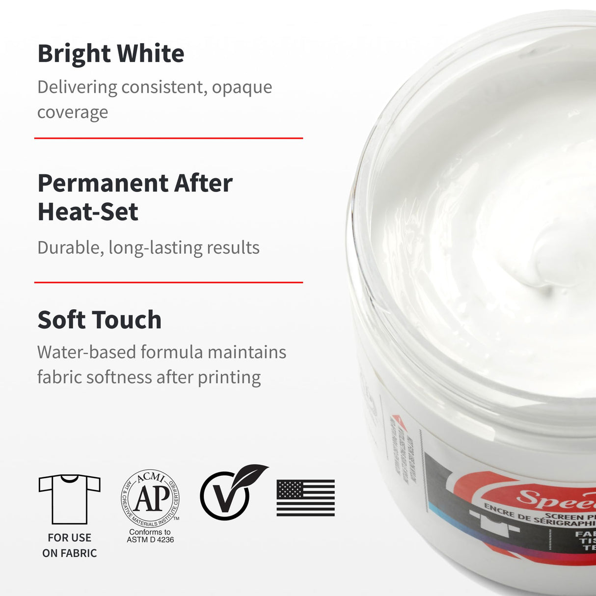 Speedball Fabric Screen Printing Ink, 8-Ounce, White for T-Shirt and Silkscreen Printmaking Speedball
