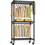 FUTASSI P5 Rolling Clothes Rack, Clothing Racks for Hanging Clothes, Freestanding Heavy Duty Garment Rack, Portable Closet Organizers System 23.6'' W FUTASSI