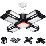 REHAVE Garage Lights Ceiling Led, 12 Panel Plug in Shop Lights with 180W 18000 LM 6500K, 12 Leaf Deformable Multi-Position , E26 E27 Base Ideal for REHAVE