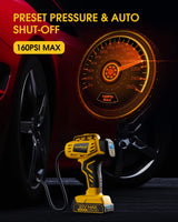 KeenPower Tire Inflator Portable Air Compressor - 2X Faster - 21V Rechargeable Battery Powered Handheld 160PSI Tire Inflator, Dual Power Supply KeenPower