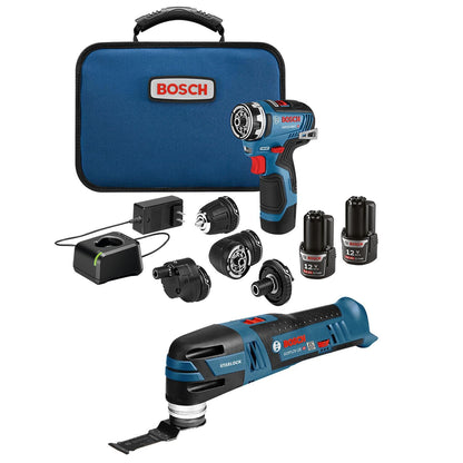 BOSCH GXL12V-270B22 12V Max 2-Tool Combo Kit with Chameleon Drill/Driver Featuring 5-In-1 Flexiclick® System and Starlock® Oscillating Multi-Tool - WoodArtSupply