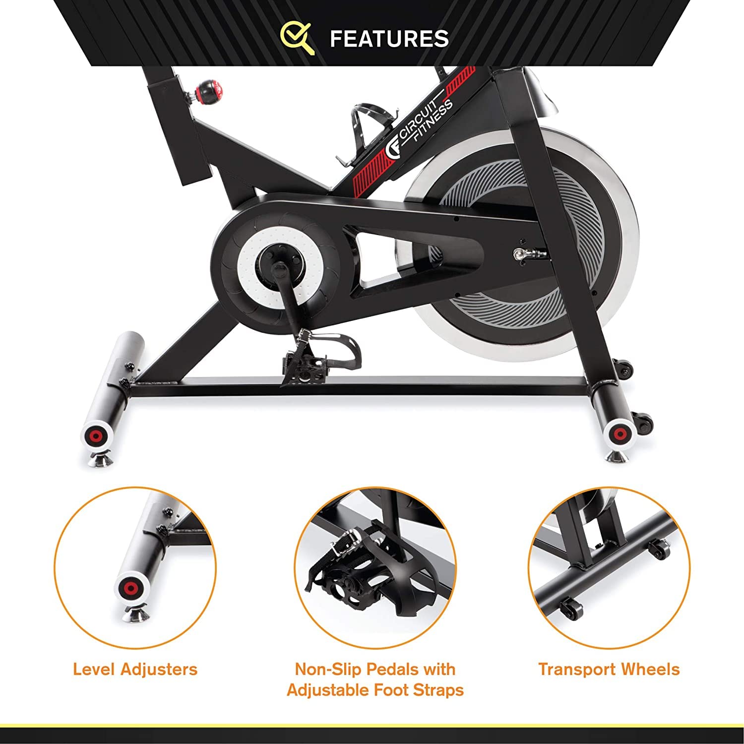 Circuit Fitness Club Revolution Cycle for Cardio Exercise - Red - WoodArtSupply