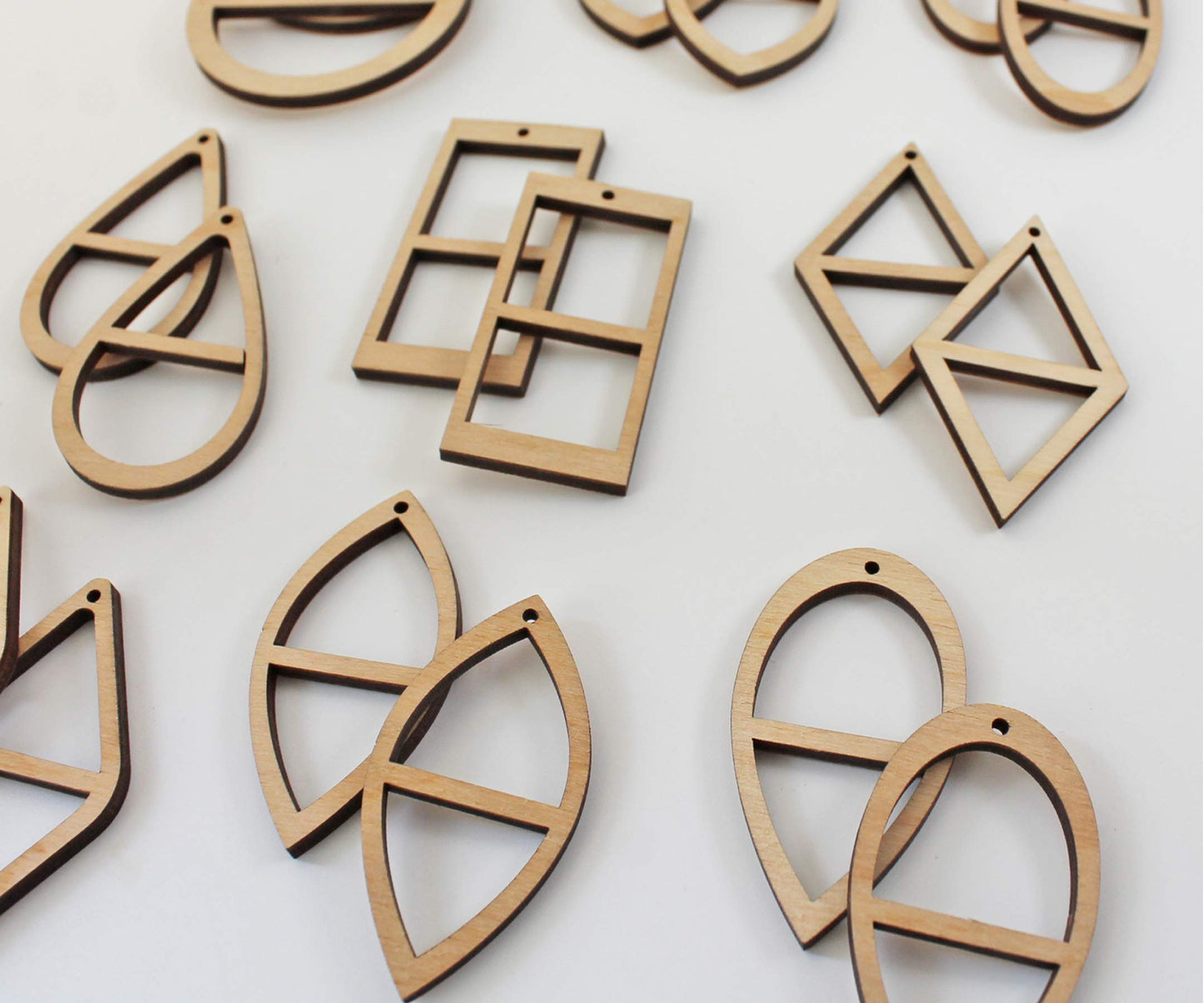 18 Unfinished Wood Laser Cutout Earrings Jewelry Crafts Blanks with Double Window Cutouts - WoodArtSupply