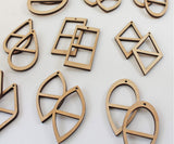18 Unfinished Wood Laser Cutout Earrings Jewelry Crafts Blanks with Double Window Cutouts Texan Wood Crafts