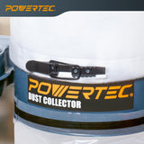 POWERTEC 1 HP Dust Collector with 1 Micron Dust Collector Bags and Mobile Base, Dust Collectors with 800 CFM for Woodworking Dust Collection System POWERTEC