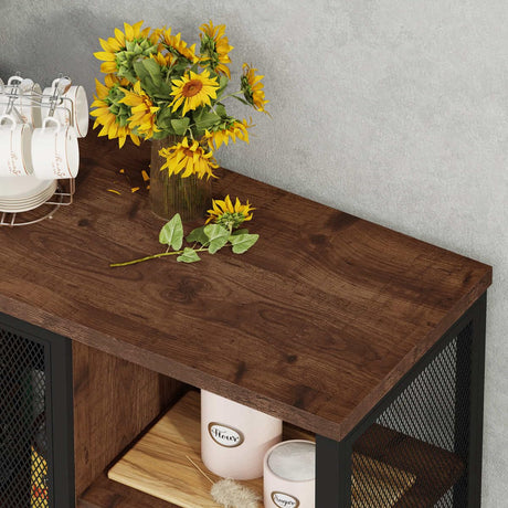 Farmhouse Coffee Bar Cabinet by BON AUGURE – Rustic Oak Storage Sideboard for Kitchen and Dining Room BON AUGURE