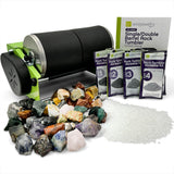 WireJewelry Pro-Series Double Barrel Rock Tumbler Kit - Includes 3 Pounds of Gemstones of The World Stone Mix and 2 Batch of 4 Step Abrasive Grit and WireJewelry