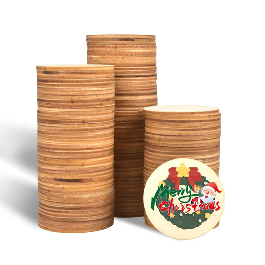 125 PCS Round Wooden Discs Unfinished Wooden Circles for Crafts Wood Rounds Wooden Circles Small Wooden Slices for DIY Wooden Christmas - WoodArtSupply