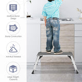 ERGOMASTER Work Platform Bench Aluminum Drywall Safe CE Approved of Capacity 330 LBS Heavy Duty Portable Bench Folding Ladders with Non Skid Rubber ERGOMASTER