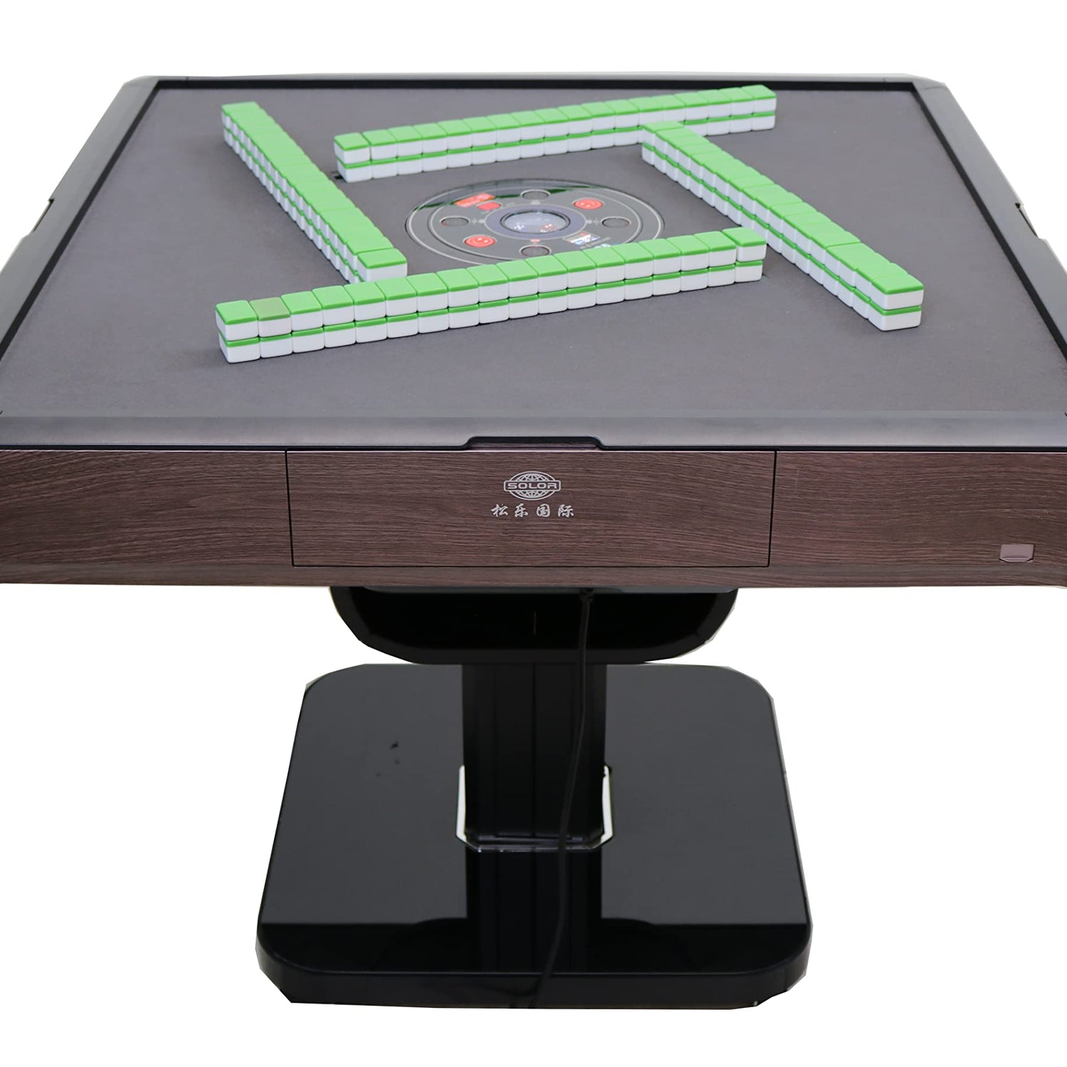 Ultra-Thin Automatic Mahjong Table Roller Coaster Style, 36mm American Style Tiles Built-in Hard Table Cover Set of 4 19'' Wooden Pushers & Racks usamjtable