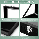 Huquary 3 Pcs Jewelry Display Cases Wooden Jewelry Box Glass Top Display Cases for Collectables with Glass Window on Top Display Case Organizer for Huquary