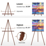 XvmeiMym Wooden Art Easel Stand - 63" Portable Tripod Wood Artist Easel - Adjustable Floor Poster Stand for Painting, Display Show, Wedding - Brown XvmeiMym