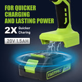 FASTPRO 20V Max Cordless Drill set, 3/8 in. Power Drill Driver kit with One 1.5 Ah Lithium-ion Batteries, Charger and Tool Bag, Green FASTPRO