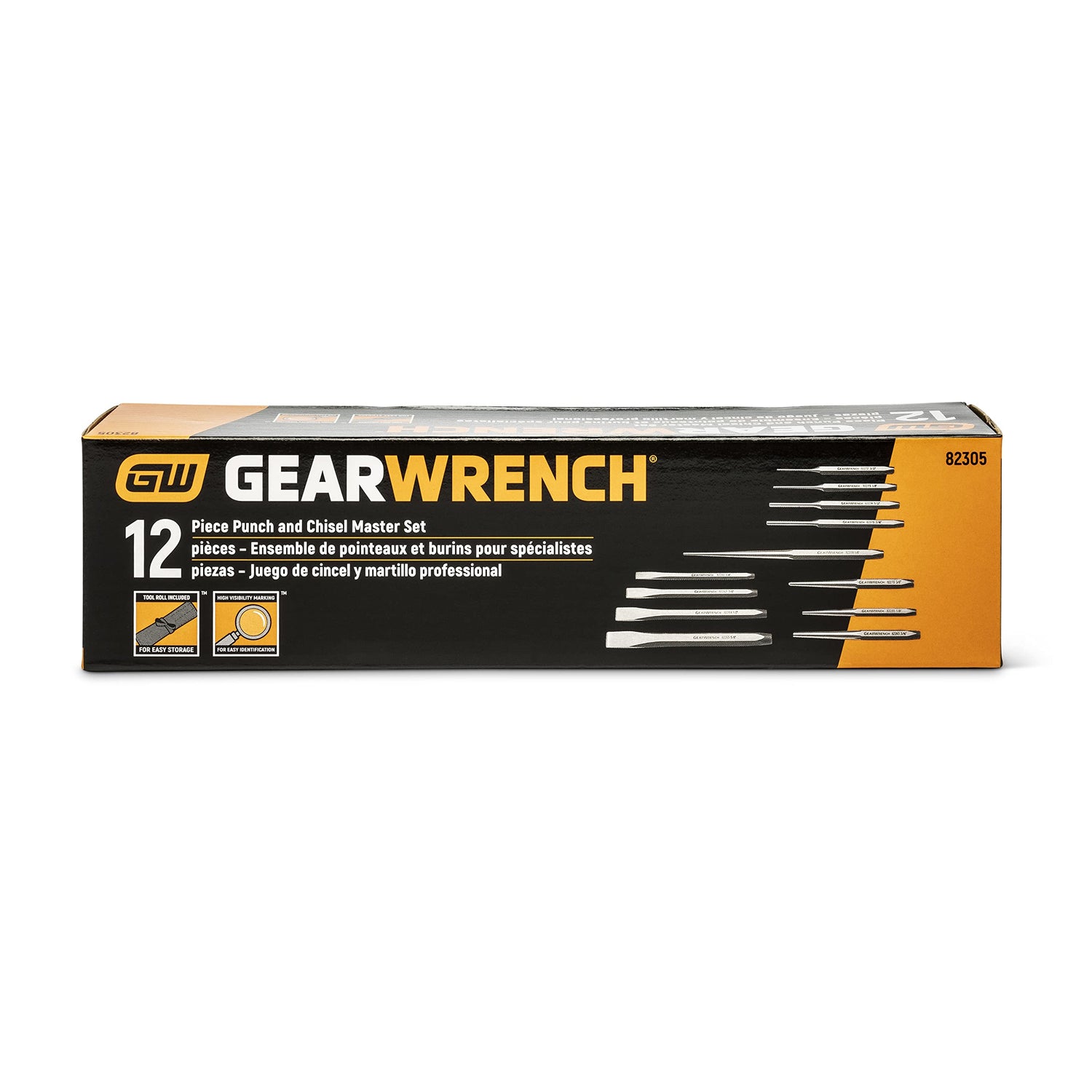 GEARWRENCH Punch and Chisel Set - 82305,Chrome, Large, 12 Pc GEARWRENCH