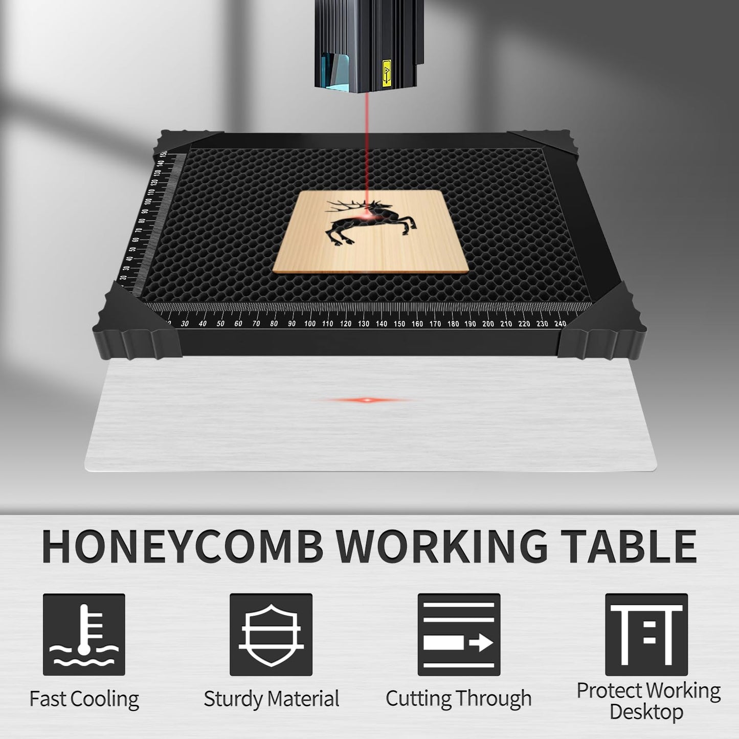 SCIENODE Honeycomb Laser Bed - 350 x 350 Laser Honeycomb Working Table with Aluminum Panel for Most Laser Engraver Cutting Machine, Desktop - WoodArtSupply