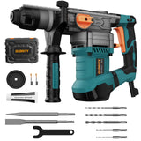 Glority 13 Amp Rotary Hammer Drill with Safety Clutch, Variable Speed, 5 Bits, Chisels GLORITY