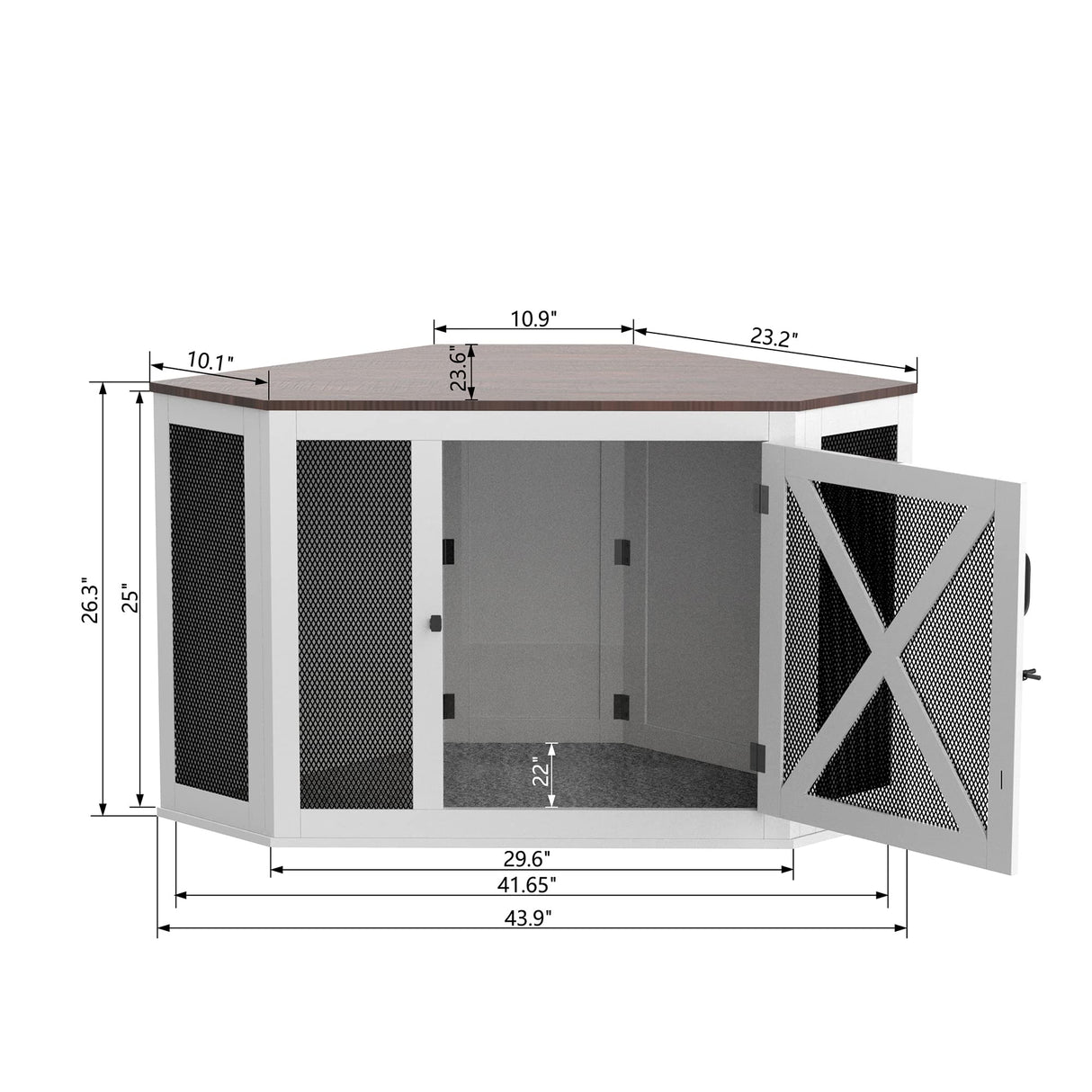 Xilingol Corner Crate Furniture, Wooden Kennel Side End Table, Cage / House for Small Medium Large Dog, Pet Crate Indoor Use Xilingol