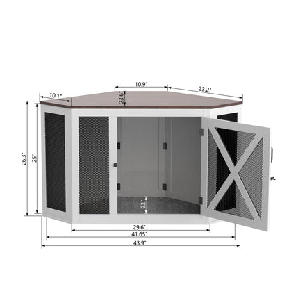 Xilingol Corner Crate Furniture, Wooden Kennel Side End Table, Cage / House for Small Medium Large Dog, Pet Crate Indoor Use - WoodArtSupply
