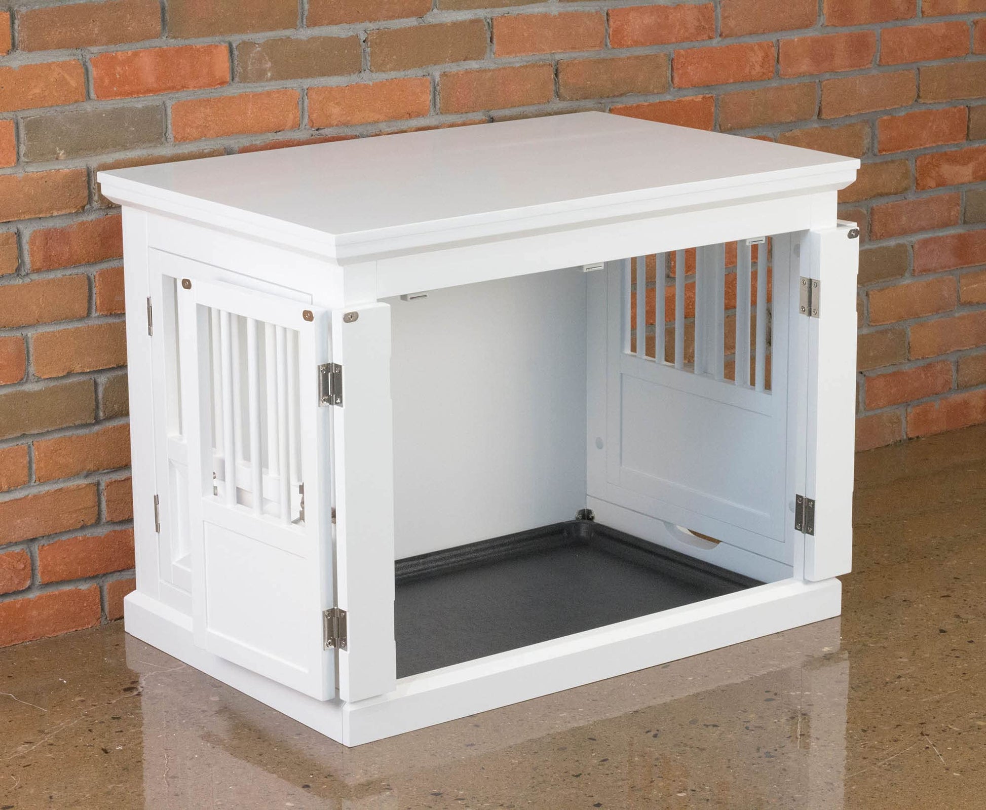 zoovilla Merry Products Triple Door Medium Dog Crate, Dog Kennel, Dog Cage, White - WoodArtSupply