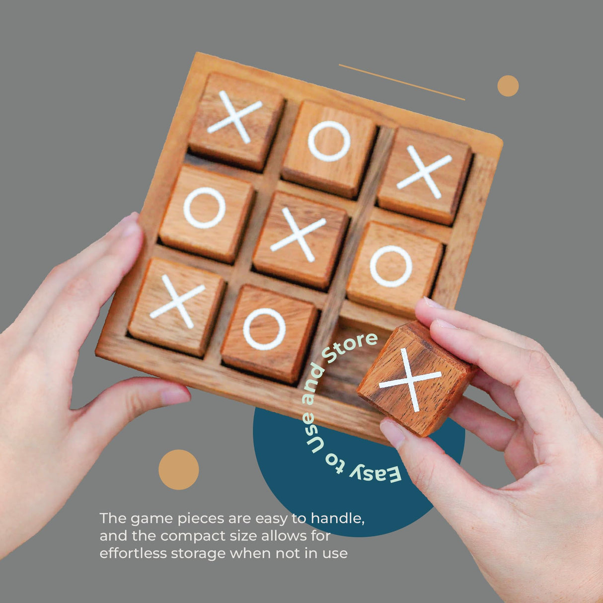 BSIRI XO Blocks (L) Tic Tac Toe Board Games-Ideal for Kids Games, Family Games and Game Night for Adults, Farmhouse Decor for Coffee Table Decor, BSIRI