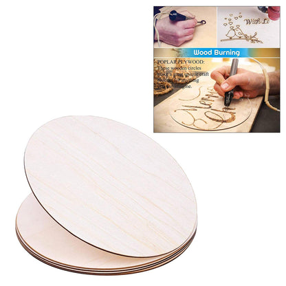 barenx 5PCS Wood Circles Unfinished Round Blank Wood Natural Wooden Round Cutouts