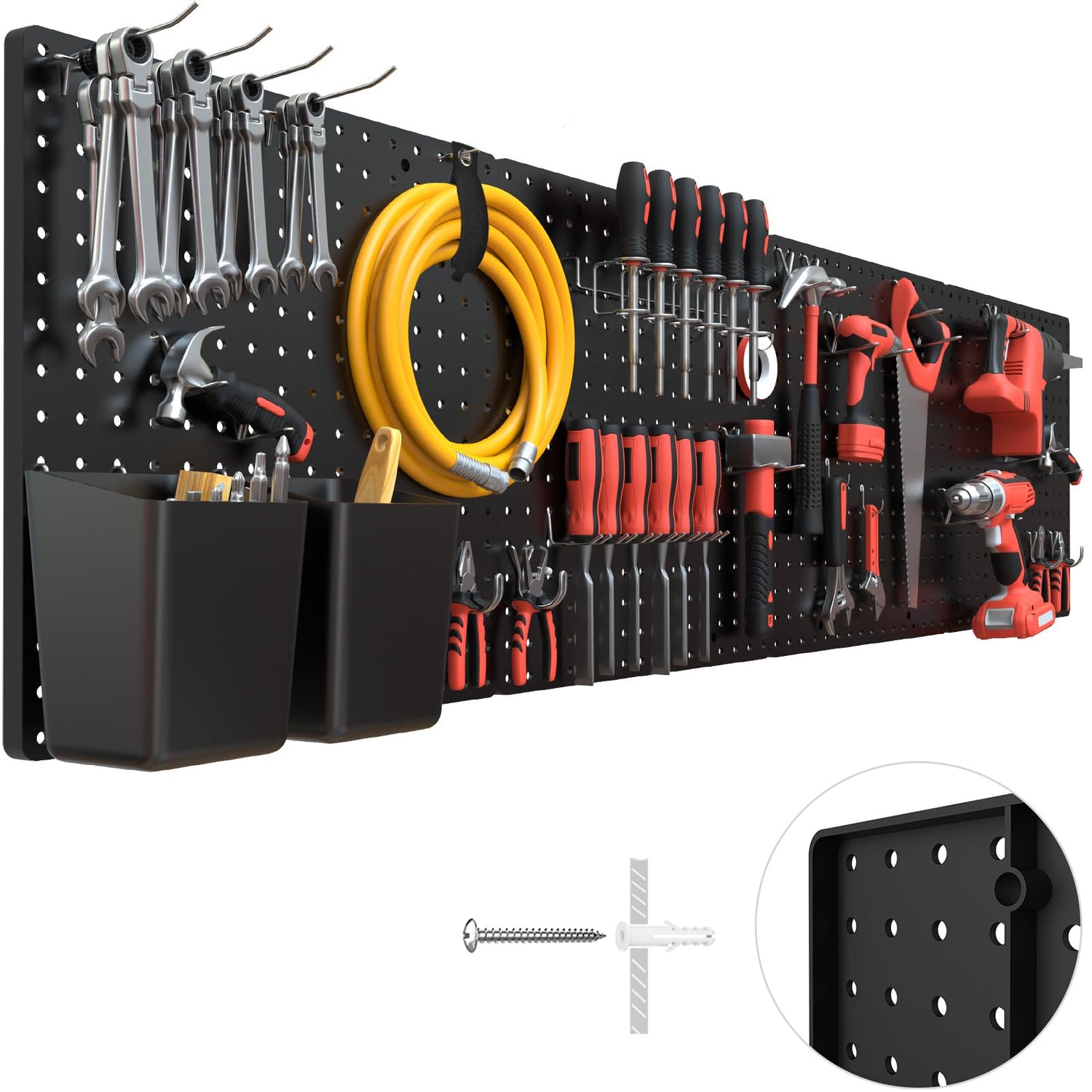 FZK Peg Board,Pegboard 32"*32",Pegboard Wall Organizer with Strong Ribs Back Holds up for 200Ib, Black Pegboard 4pcs,Peg Boards for Walls for Garage FZK