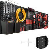FZK Peg Board,Pegboard 32"*32",Pegboard Wall Organizer with Strong Ribs Back Holds up for 200Ib, Black Pegboard 4pcs,Peg Boards for Walls for Garage FZK