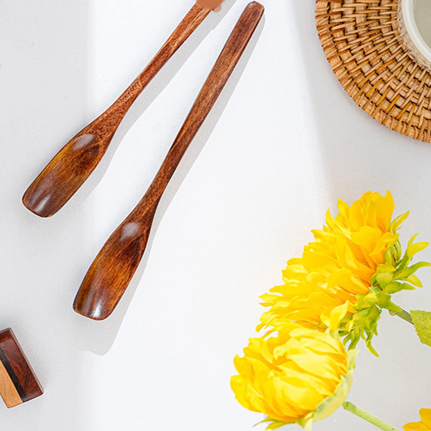Wooden Spoons Long Handle Wooden Coffee Spoons Tea spoon Wooden Mixing Honey Spoon Handmade Wood Stirring Spoon for Kitchen Cooking Utensils(9PCS) WODFCNY