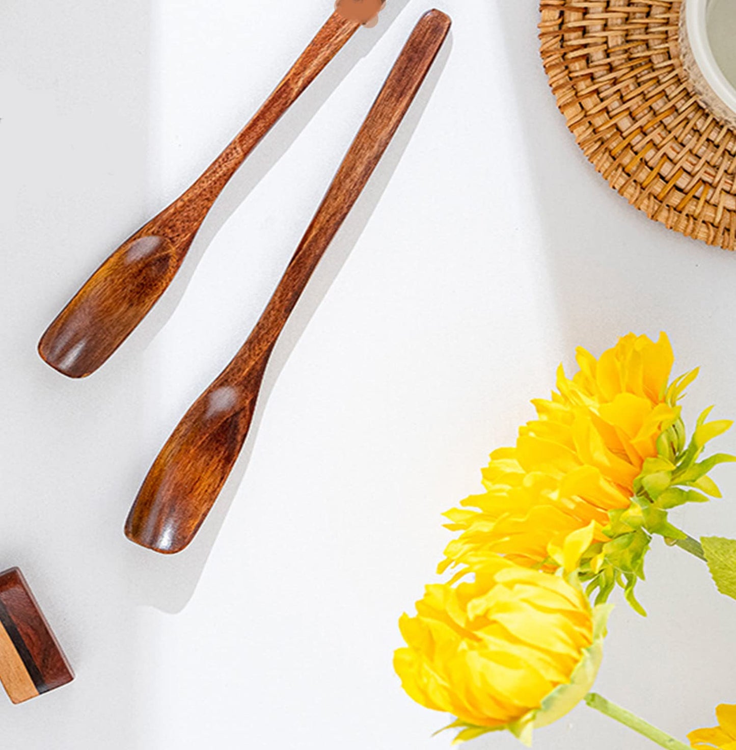 Wooden Spoons Long Handle Wooden Coffee Spoons Tea spoon Wooden Mixing Honey Spoon Handmade Wood Stirring Spoon for Kitchen Cooking Utensils(9PCS) - WoodArtSupply