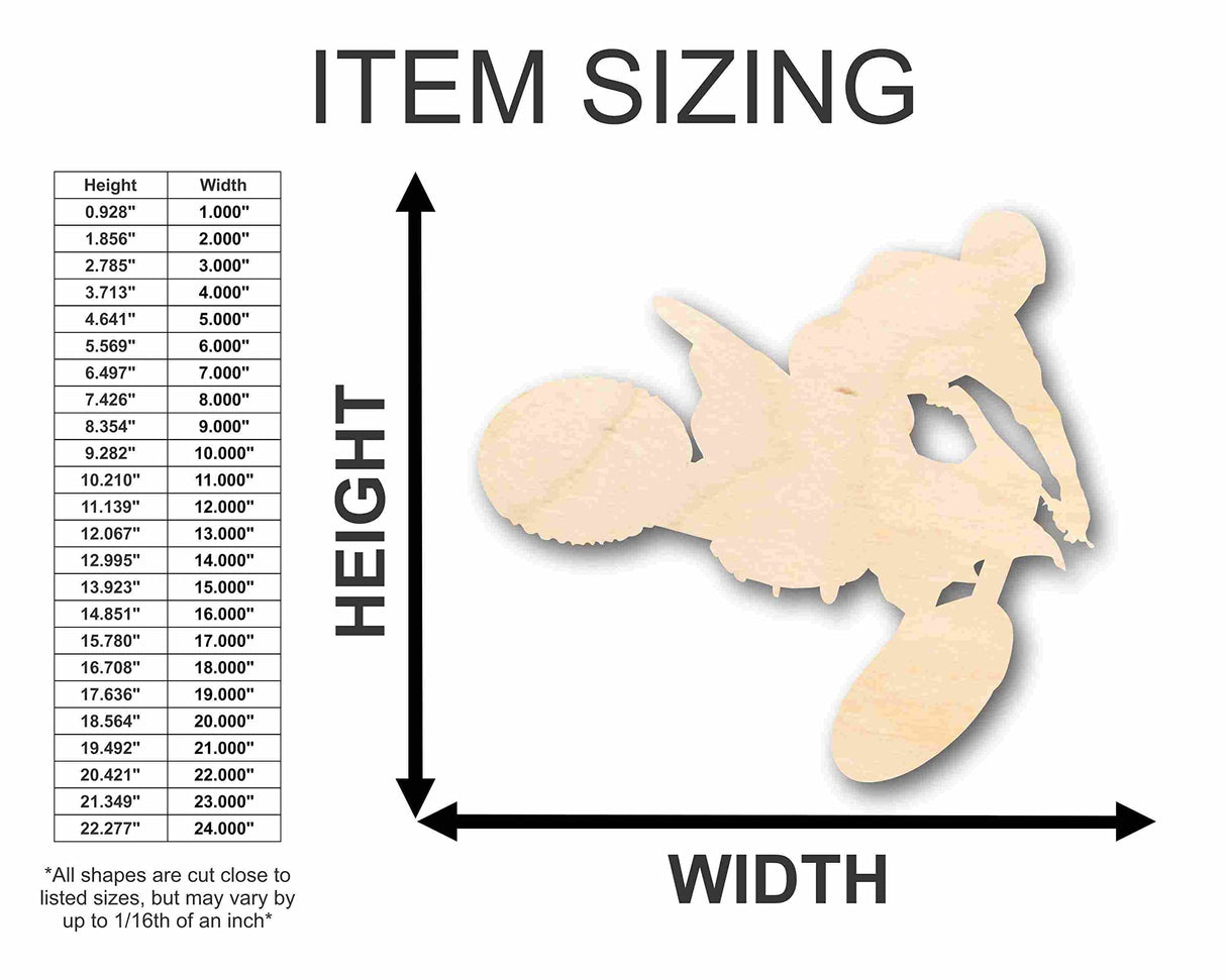 Unfinished Wood Dirtbike Silhouette - Craft- up to 24" DIY 10" / 3/4" 24 Hour Crafts