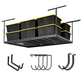 SafeRacks Overhead Garage Storage Rack - Heavy Duty Racks for Garage with 600 lb Capacity, Easy Garage Storage, Adjustable Storage Rack, Ceiling SafeRacks