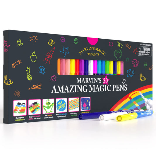 Marvin's Magic - NEW x 30 Amazing Magic Pens - Color Changing Magic Pen Art - Create 3D Lettering or Write Secret Messages - Includes 30 Magic Pens - WoodArtSupply