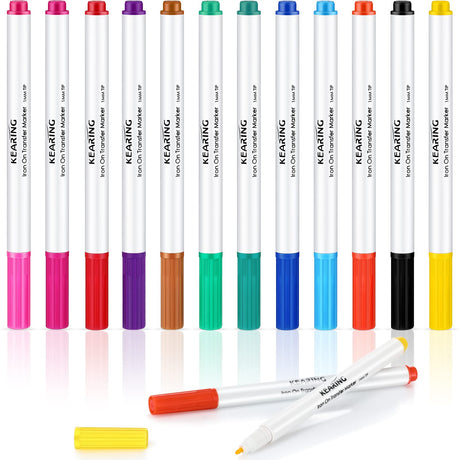 12 Pcs Iron on Transfer Markers Sublimation Markers Embroidery Transfer Pen Heat Transfer Fabric Marker Fade Resistant Infusible Ink Pen for T-Shirts Crtiin
