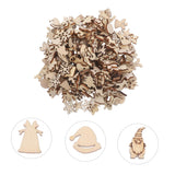 VOSAREA 300pcs Christmas Wood Chips Miniature Christmas Ornaments Unfinished Snowflake Cutout Jingle Bell Wood Cutout Unfinished Hanging Ornament VOSAREA