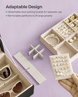SONGMICS 2-Layer Jewelry Box, Jewelry Organizer with Handle, Removable Jewelry Tray, Jewelry Storage, Floating Effect, 8.1 x 9.4 x 4.3 Inches, Gift SONGMICS