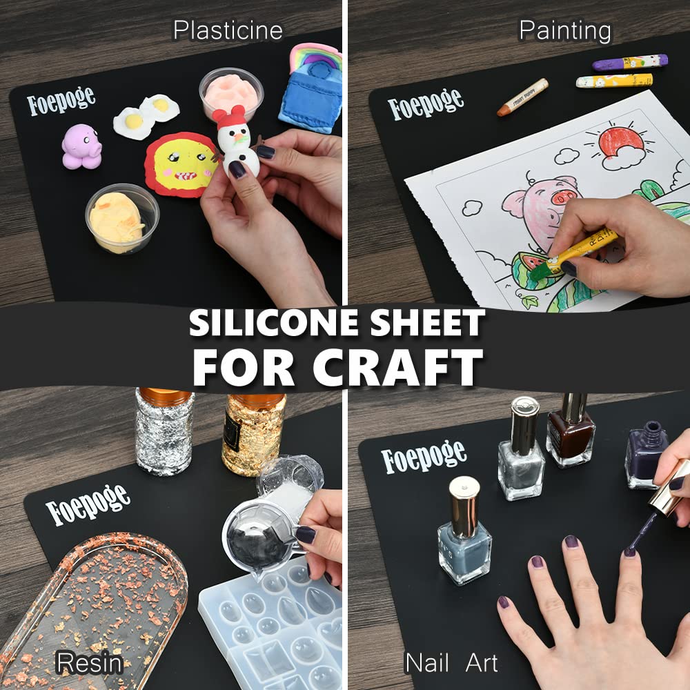 36.2" x 24" Extra Large Silicone Mat for Epoxy Resin, Nonstick Silicon Mats for Crafts Jewelry Casting, Non-Slip Kitchen Table Placemats for Foepoge