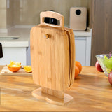 Nicunom 6 Pack Bamboo Cutting Board, Kitchen Cutting & Serving Board Set with Holder, Wood Chopping Board Charcuterie Boards for Laser Engraving Nicunom