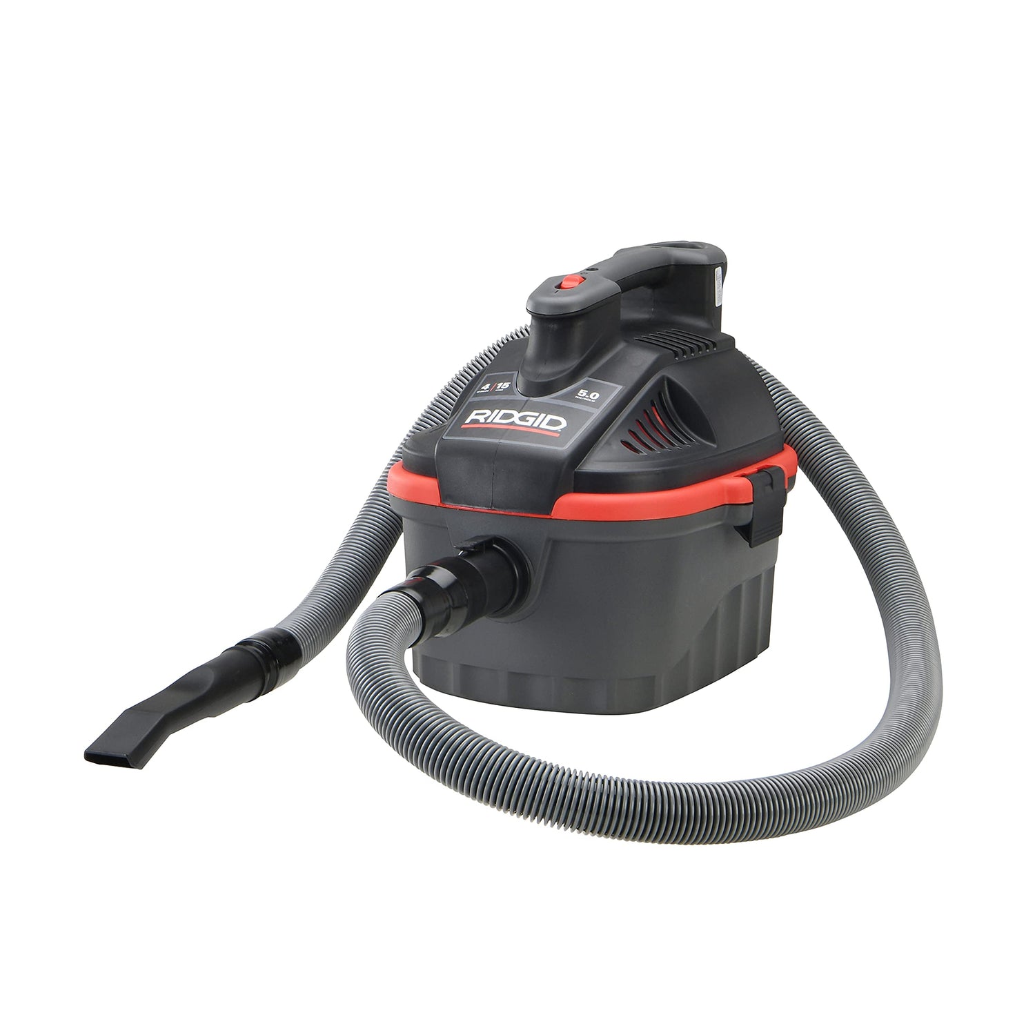 RIDGID 50313 Model 4000RV 4-Gallon Portable Wet and Dry Compact Vacuum Cleaner with 5.0 Peak-HP Motor, 4 gallon, Red RIDGID