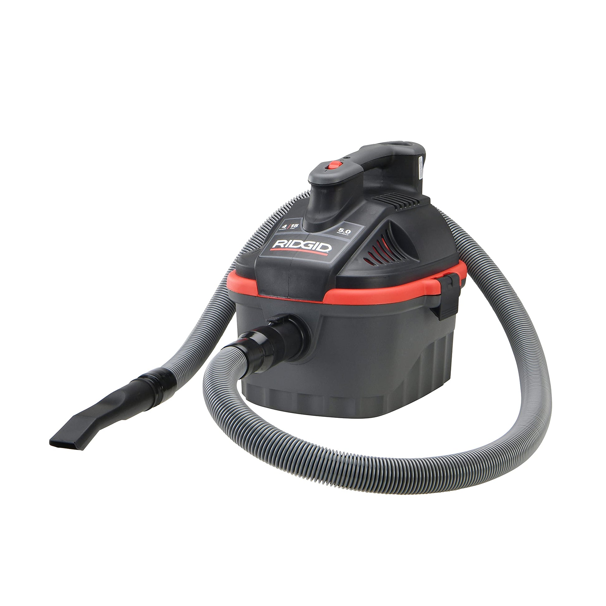 RIDGID 50313 Model 4000RV 4-Gallon Portable Wet and Dry Compact Vacuum Cleaner with 5.0 Peak-HP Motor, 4 gallon, Red - WoodArtSupply