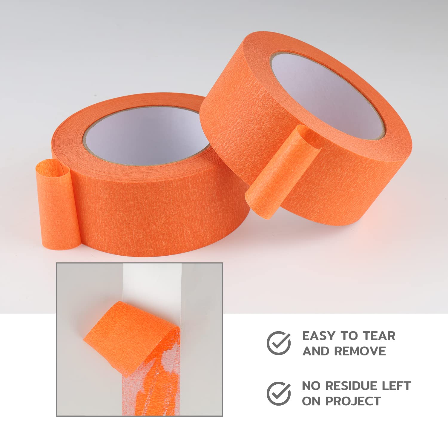 Lichamp Wide Orange Painters Tape 2 inch, 1pc Medium Adhesive Orange Masking Tape, 1.95 inches x 55 Yards Lichamp