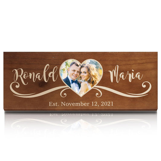 Bemaystar Personalized Custom Wedding Gifts, Custom Name/Photo/Date Wooden Signs, For Unique Anniversary Keepsakes, Gift Ideas, Bridal Shower Gifts, - WoodArtSupply